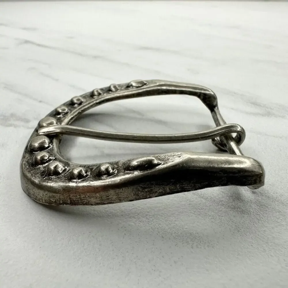 Studded Silver Tone Simple Basic Belt Buckle